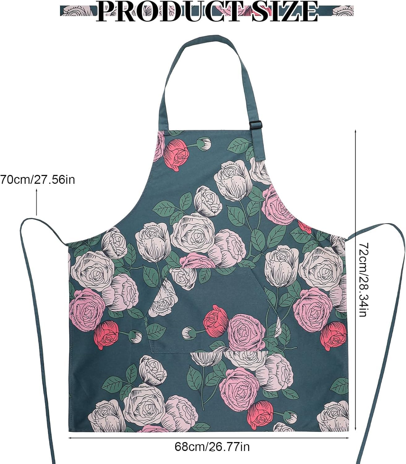 3 Pack Floral Aprons for Women with Pockets, Women Aprons Waterproof Adjustable Cooking Aprons for Kitchen, Gardening, Baking, Salon image number 4