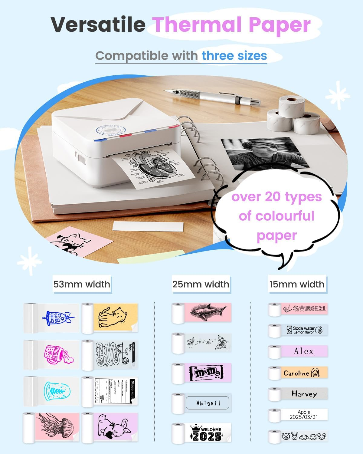 Phomemo M02S 300Dpi High Resolution Print Pod Sticker Printer Portable Mini Pocket Printer Thermal Photo Printer Mobile Printer Sticker Maker for Iphone and Android Phones image number 3