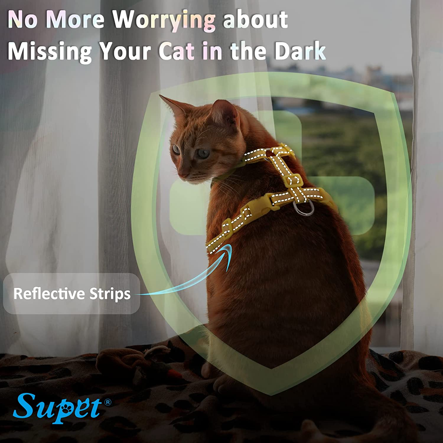 Supet Cat Harness and Leash Escape Proof, Adjustable Breathable Vest with Reflective Trim for Large Small Cats Kittens Puppies image number 5
