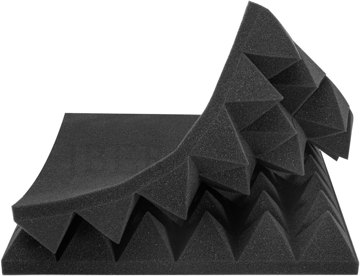 JBER Acoustic Sound Foam Panels, 24 Pack 2" X 12" X 12" Charcoal Soundproofing Treatment Studio Wall Padding Sound Absorbing Fireproof Pyramid image number 4