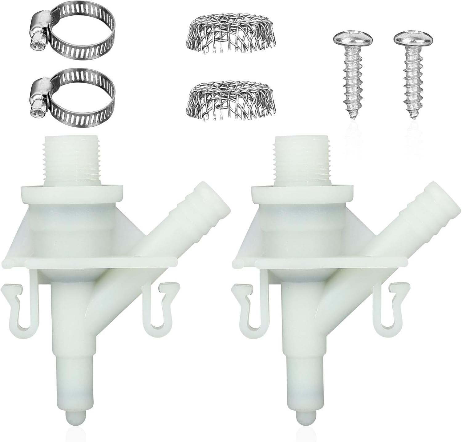 2 Pack 385311641 RV Toilet Water Valve Replacement Kit, Pedal Flush Toilet Valve Parts with Hose Clamps Mesh Filters and Screws Compatible with Dometic & Sealand 300 310 320 Series image number 3