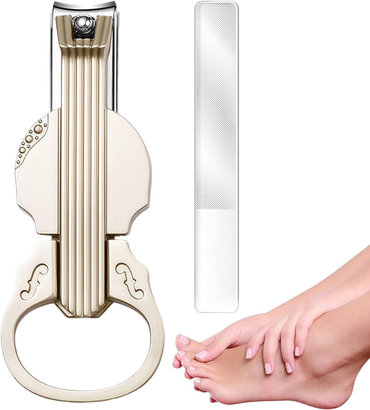 Yulokdwi Nail Cutter - Professional Ingrown Nail Clippers for Seniors,Violin-Shape Trimmer Bottle Opener for Daily Hand Foot Salon Women Senior Home Outdoor Salon Camping