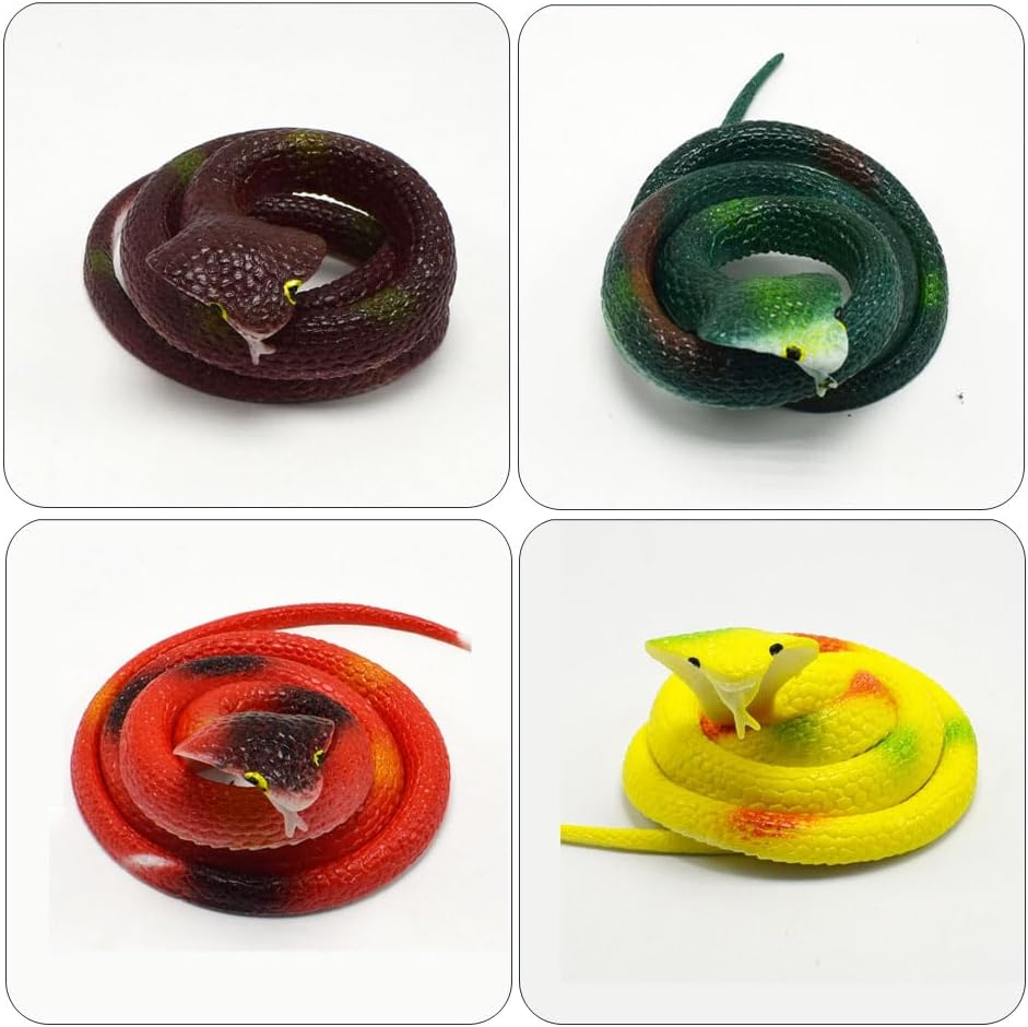 4 PCS Fake Snakes, Rubber Snakes for Gardens Halloween Decoration (4 Color) image number 2