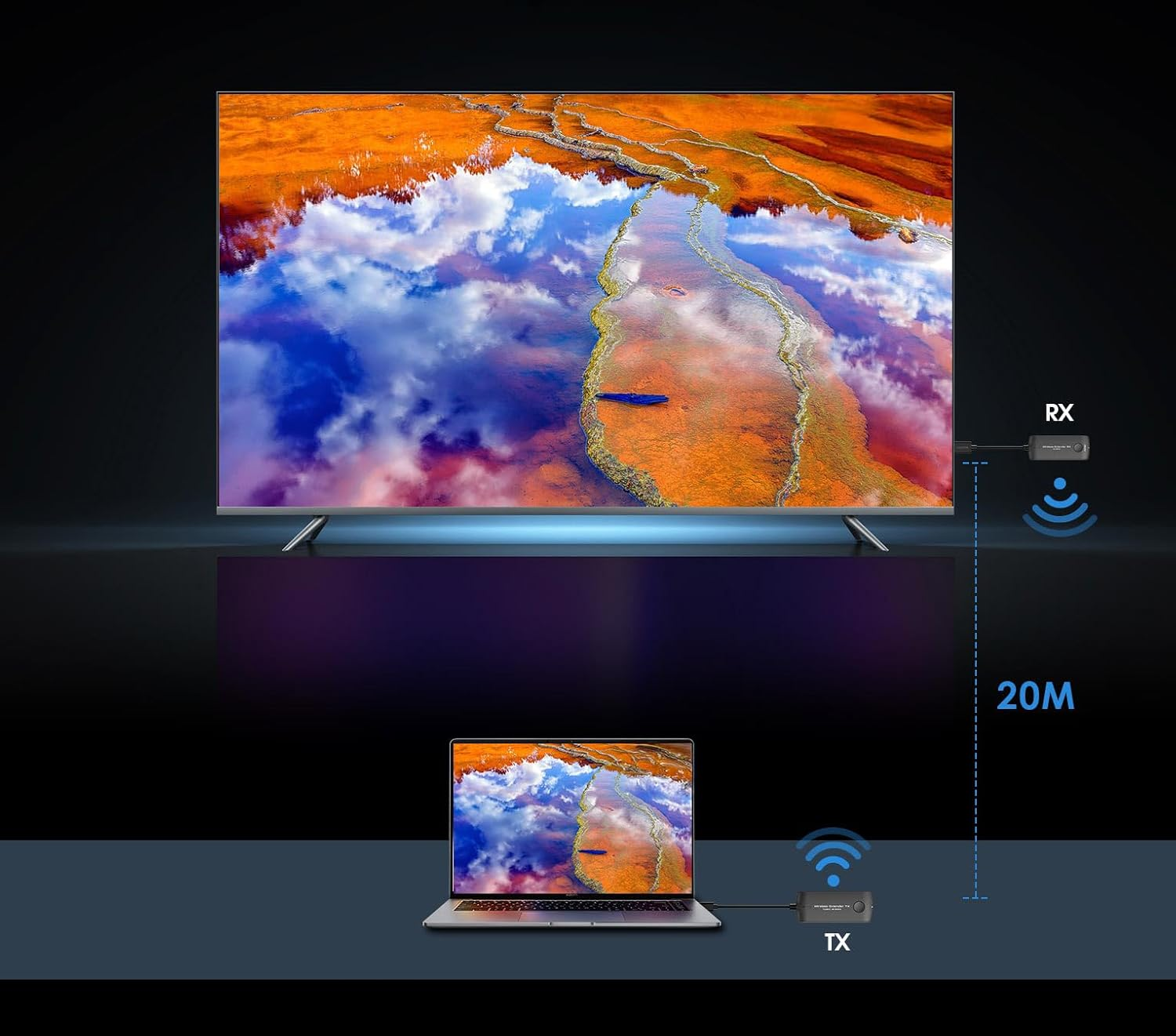 Premiumcord HDMI Mini Wireless Extender to 20 M, Full HD 1080P 60Hz, 5Gbps, HDMI1.4, HDCP2.2, Black image number 5