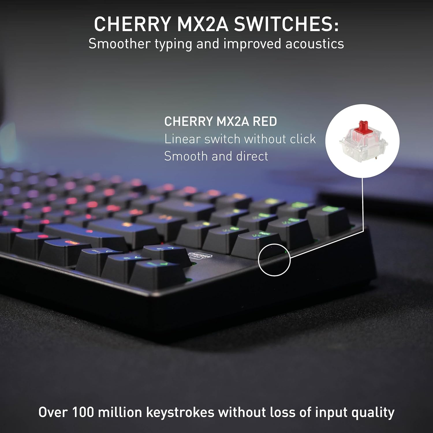 CHERRY XTRFY K4V2 TKL Wired Gaming Keyboard without Number Keypad, UK Layout (QWERTY), Customizable RGB Lighting, Mechanical MX2A RED Switches, Black image number 1