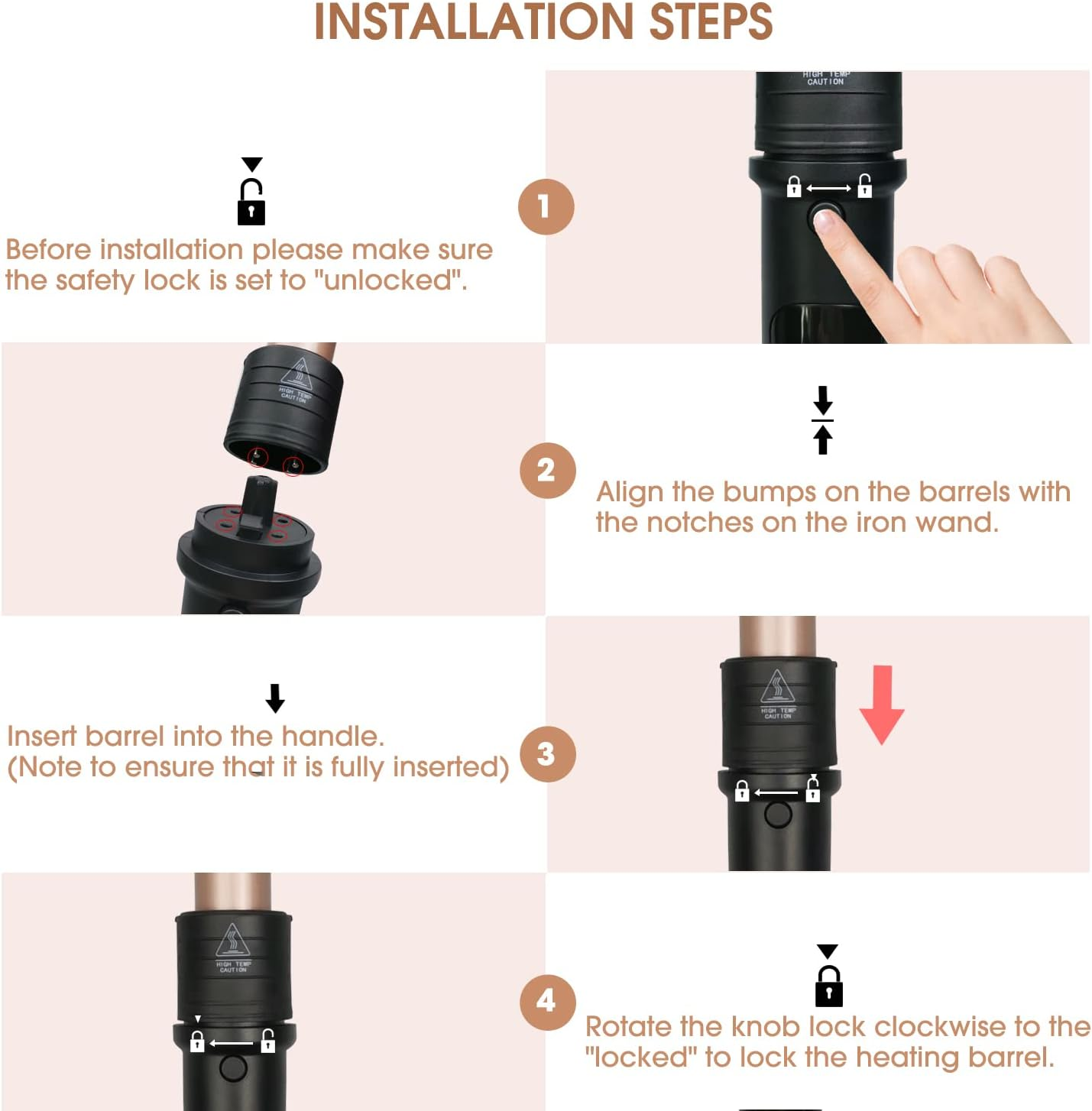 6 in 1 Hair Wand Curling Iron - Janelove 180-450℉ Long-Lasting Ceramic Hair Curlers, 0.35 to 1.25 Inch Curling Wand Set for All Women, 110-220V Hair Waver with LCD- Gold image number 1