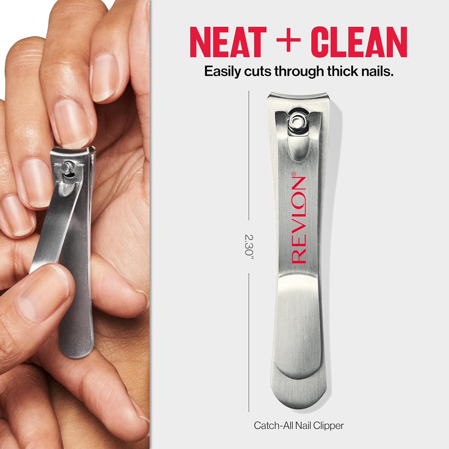 Revlon Catch-All Nail Clipper, Manicure Tool with a Contoured Blade & Built-In Nail Catcher for Mess-Free Grooming, 1 Count
