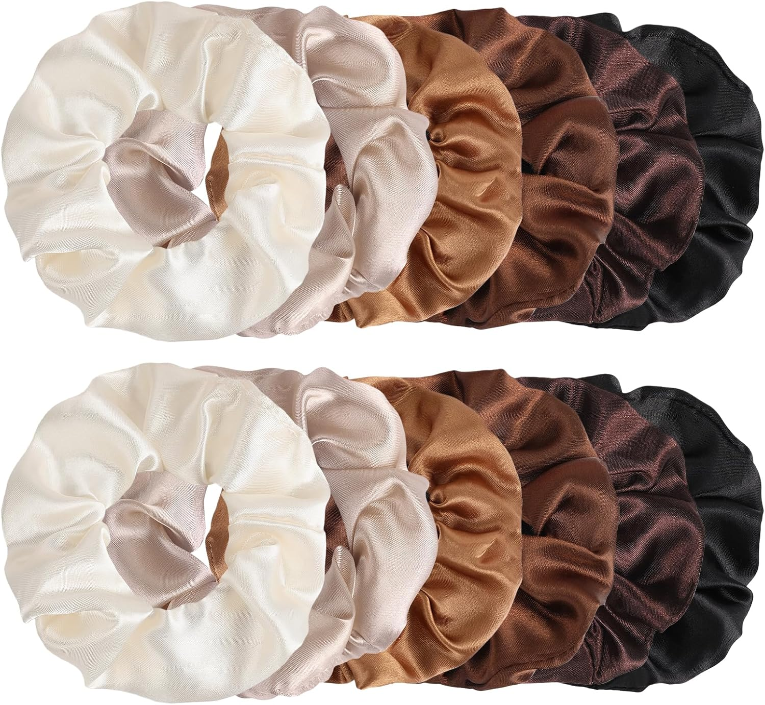 Teccfly 12 Pcs Satin Scrunchies - Big Scrunchy Ponytail Holder,Soft & Elastic for Thick Hair, Elegant Hair Accessories for Women image number 3
