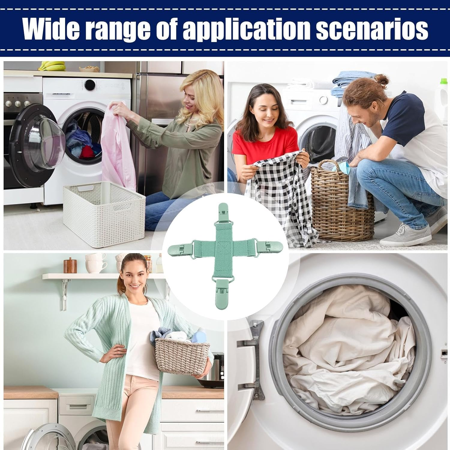 Bed Sheet Detangler,Duvet Covers Detangler | Bedding Supplies Tool for Untangling Twisting and Balling in Washer Household Accessories Cleaning Aid - Lake Blue image number 7