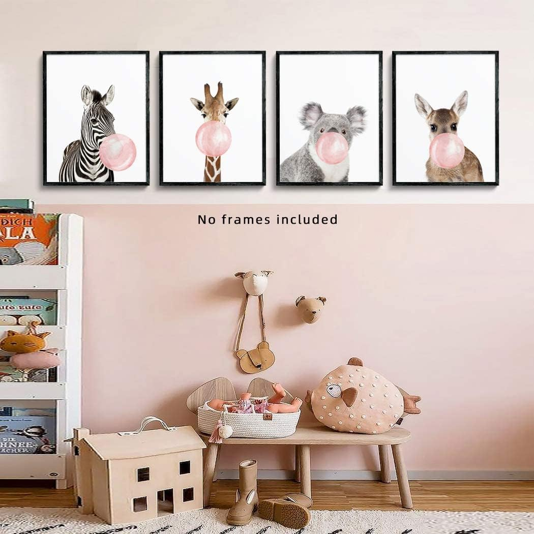 Woodland Nursery Animal Wall Art for Bedroom, Set of 4, 8X10 Canvas Poster Prints, Unframed, Posters for Girls Room, Safari Nursery, Kids Wall Decor image number 6