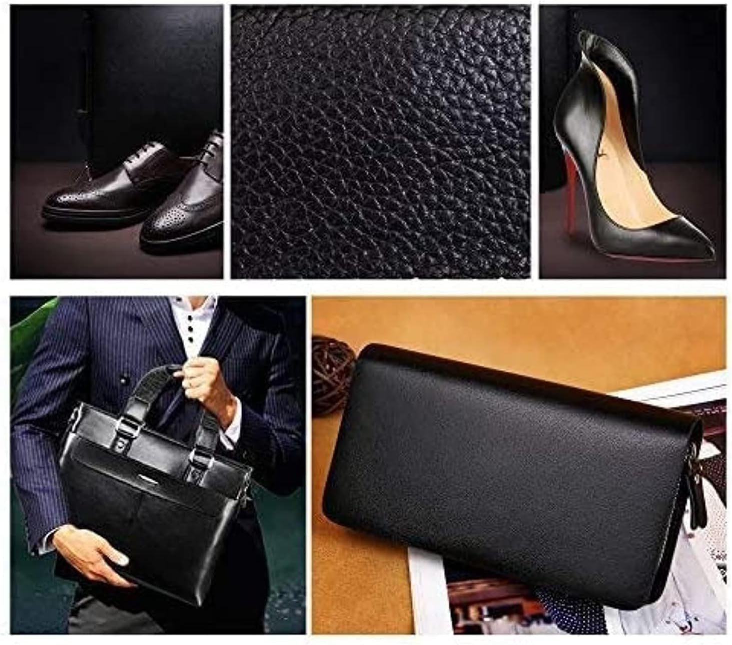 8 PCS Shoe Polish Kit,Portable Travel Shoe Shine Brushes Set with Zipper Bag Care Shoe Shine Tools,Design for Long Use,Practical Cleaning Applicator for Shoes/Wallets/Car Seats/Furniture - Brown image number 2