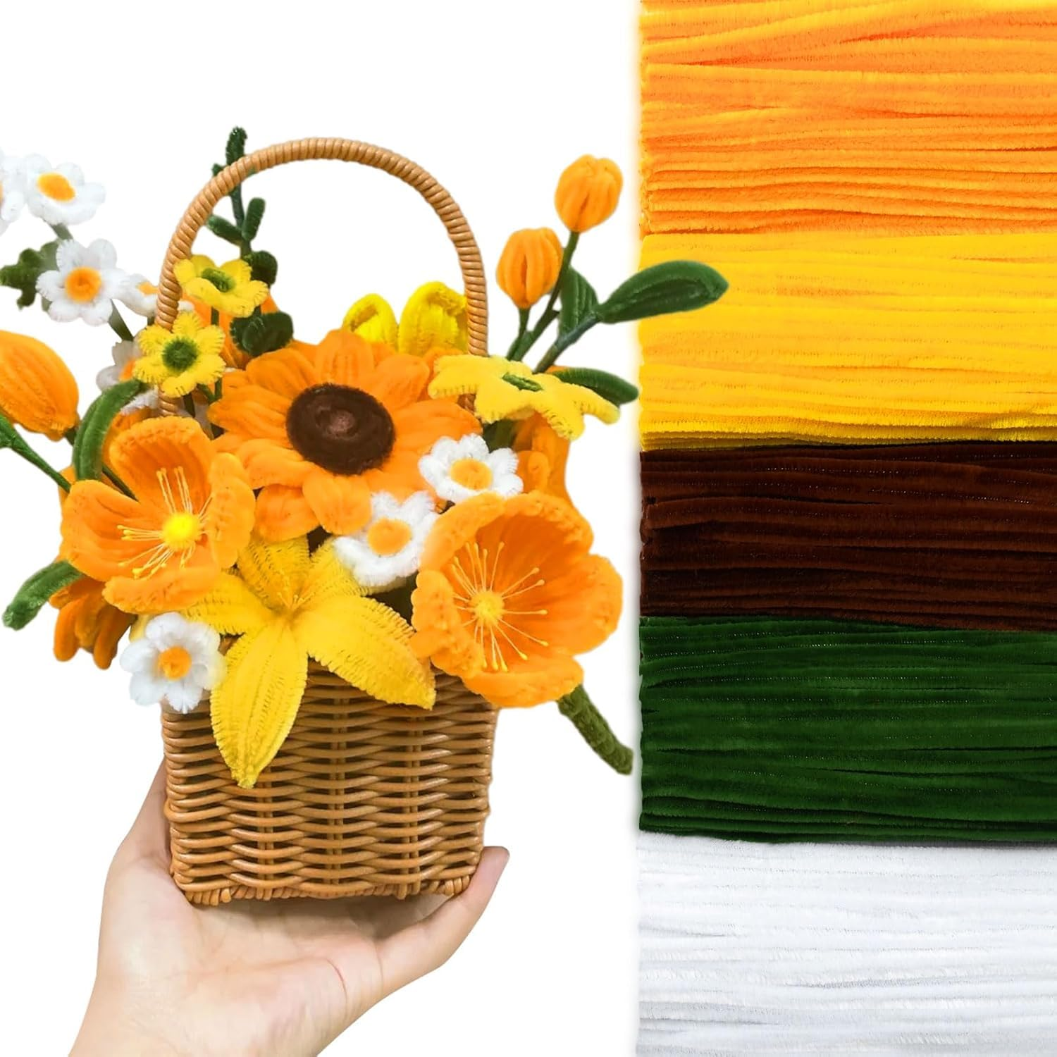 500 Pieces Pipe Cleaners Chenille Stems 12 Inch Craft Supplies Bulk for DIY Art and Craft Projects Creative Wrapping Party Decorations(Sunflower Color,12 Inch) image number 1
