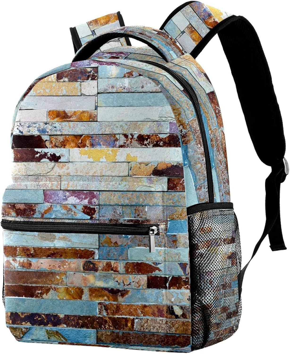 Multicolor Old Grunge Brick Wall Vintage Backpack Students Shoulder Bags Travel Bag College School Tote Backpacks