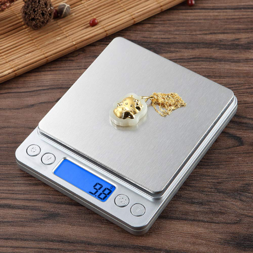 Small Digital Scale,3Kg/0.1G,Kitchen Scale,Food Scale,With Blue Backlit LCD Display, 6 Units, Auto Off, Tare, PCS Function, Stainless Steel, Battery Included,Soft Tape Included(150Cm) image number 4