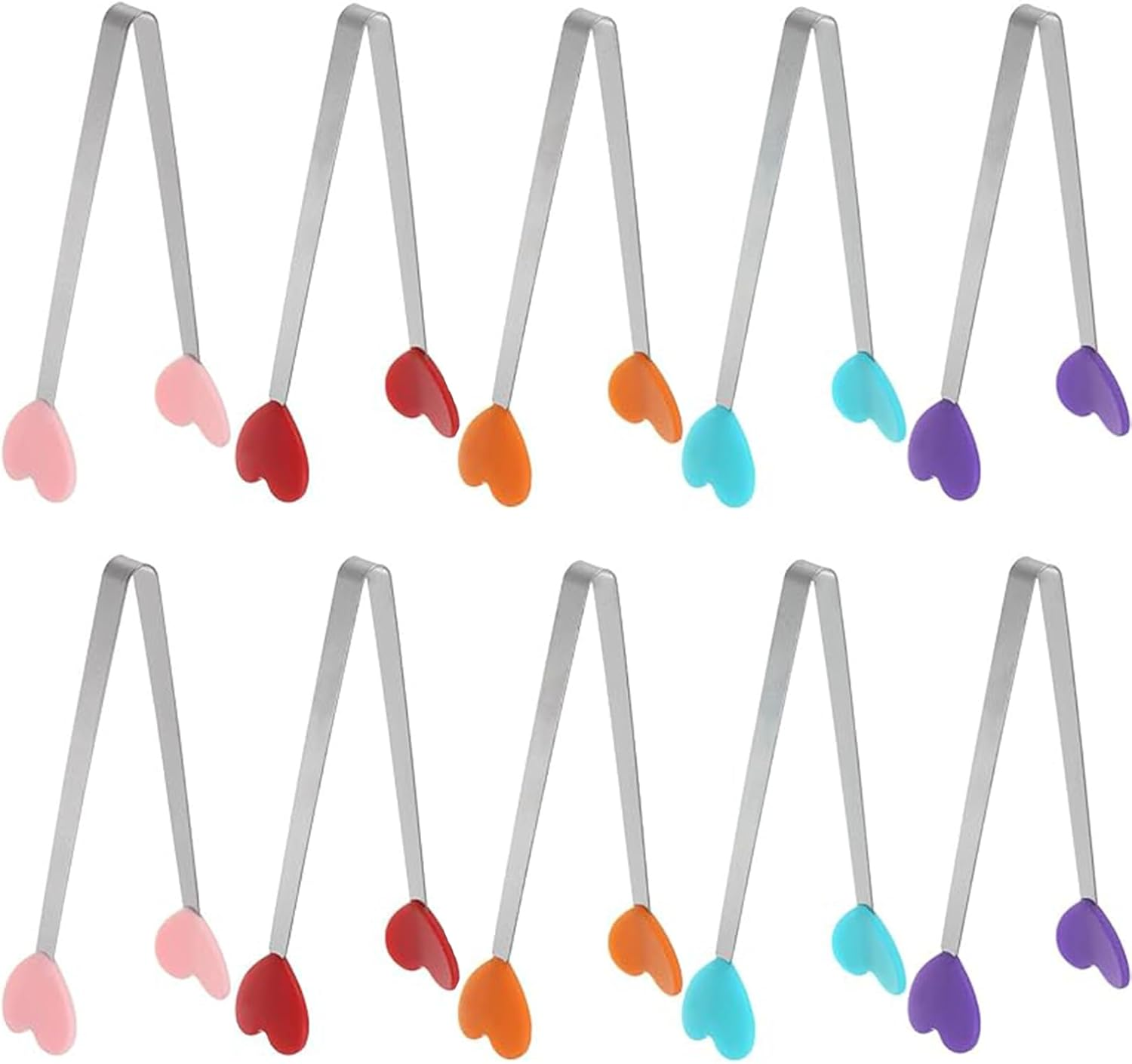 10PCS Silicone Mini Tongs (5.3 Inch), Hand Shape Kitchen Tongs for Food, Ice Cubes, Fruits, Desserts, Colorful Safe Serving Tongs for Appetizers & Barbecue (Hand Shape)