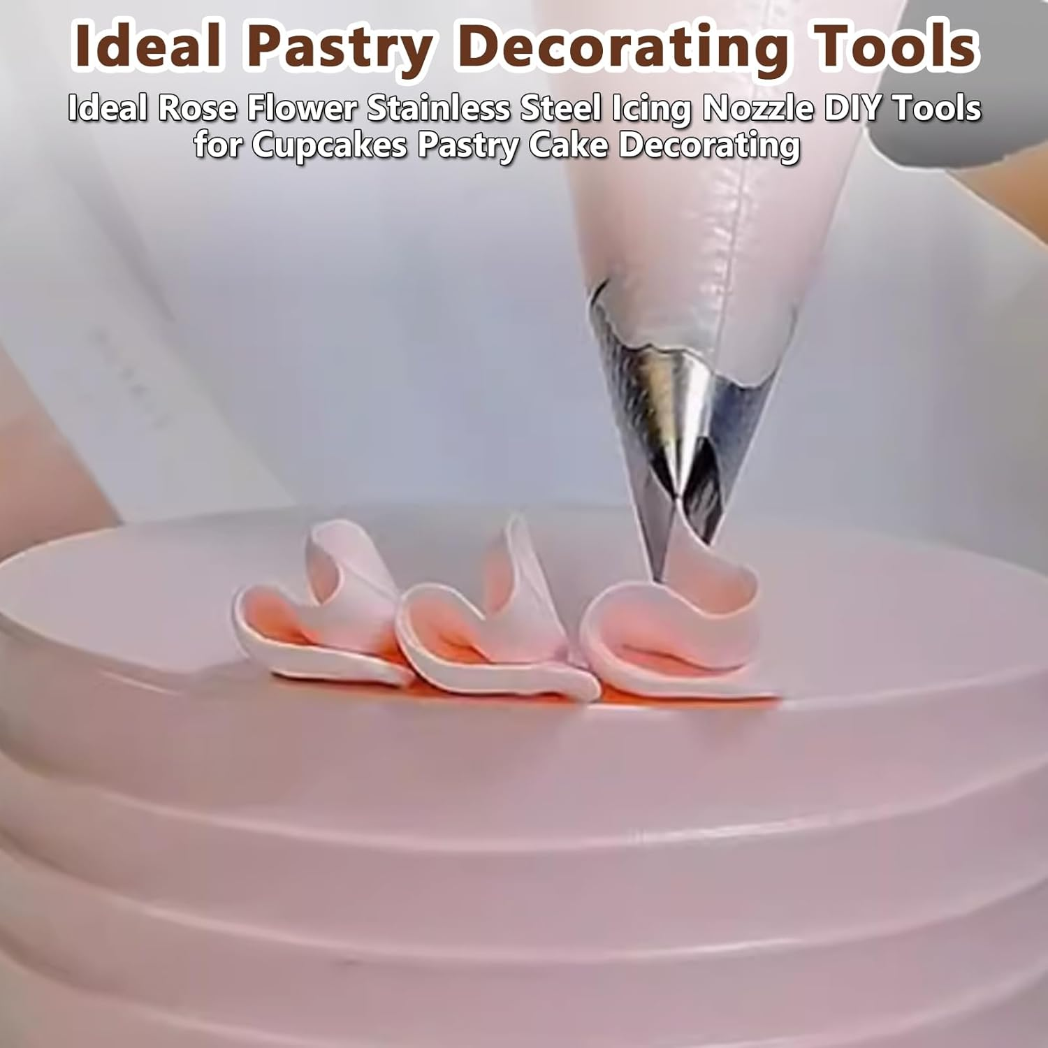 Wishesmar 5 Piece Petal Piping Nozzles Set for Cake Decoration - Quality Stainless Steel Nozzles - Ideal Nozzles for Cupcakes, Cakes, Cookies, Biscuits, Pastries