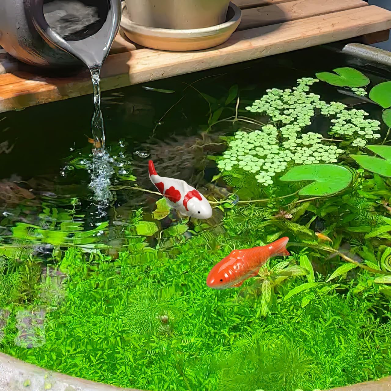 YARNOW 2Pcs Ceramic Floating Fish Decorations - Lifelike Goldfish for Aquarium, Fish Tank, Garden Pond - Lightweight and Vivid image number 2