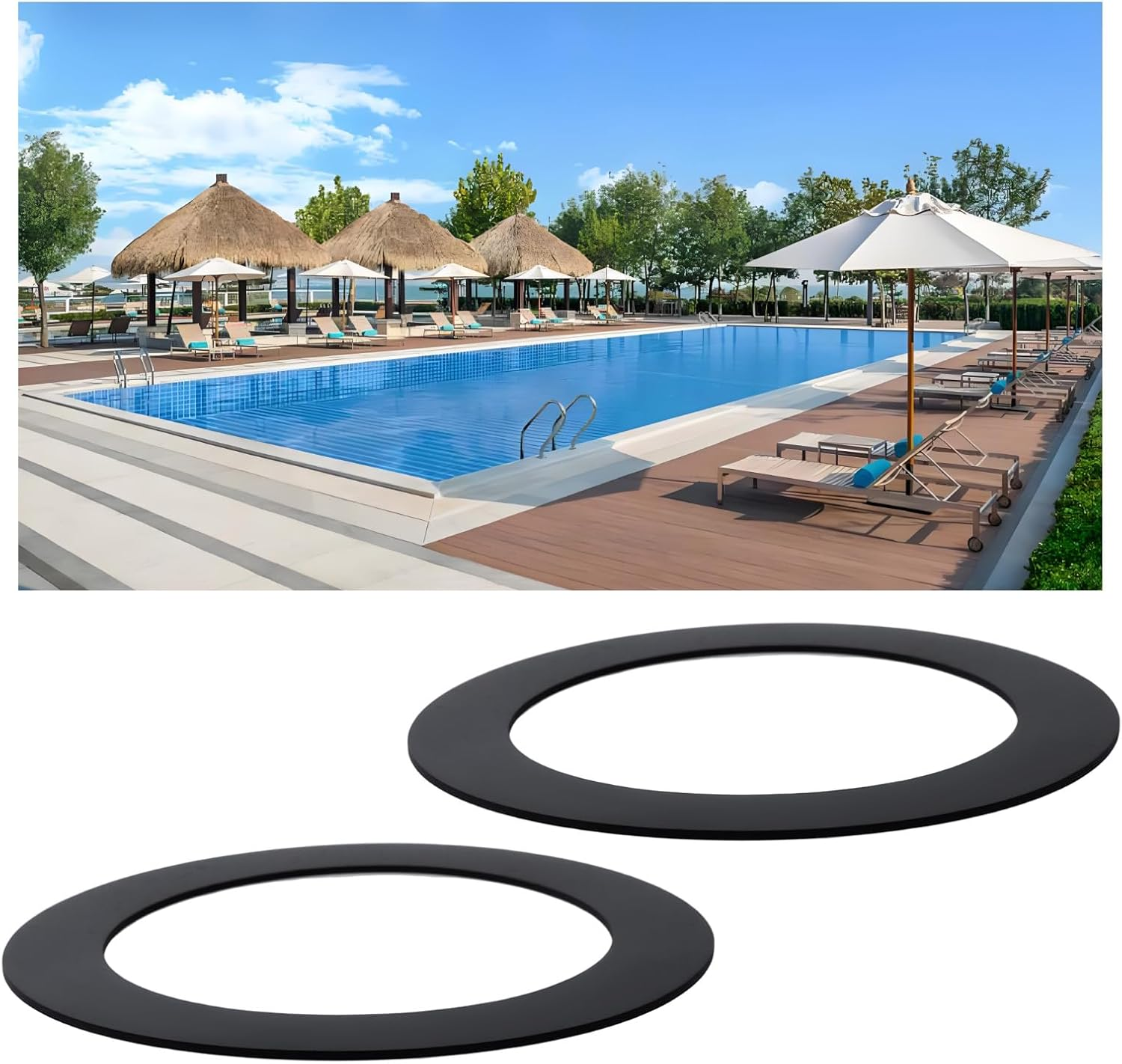 6Pcs 89X64X1Mm Ground Pool Skimmer Gasket Compatible with Hayward Compatible with Olympic image number 2