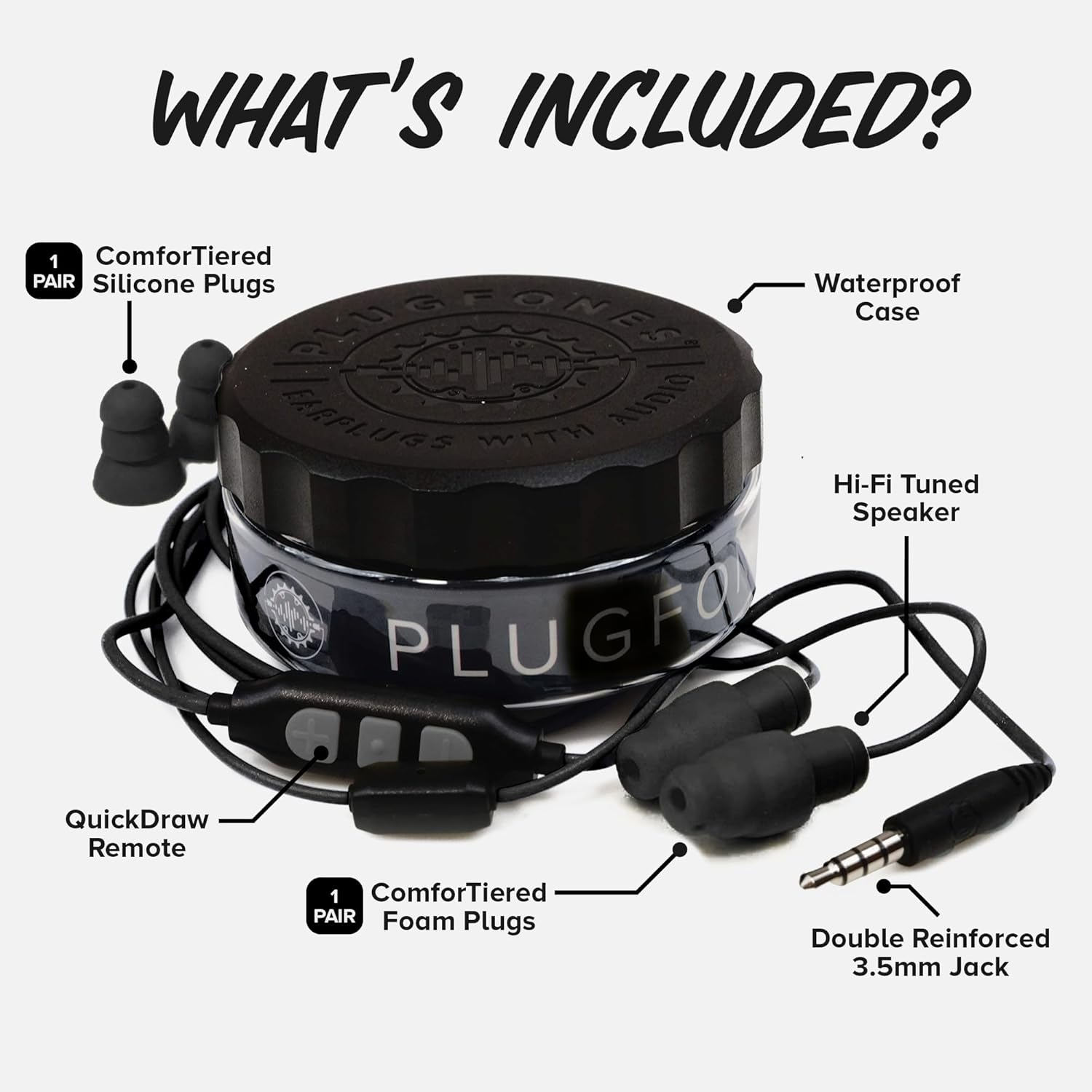 Plugfones Guardian plus Earplug-Earbud Hybrid - Black image number 3