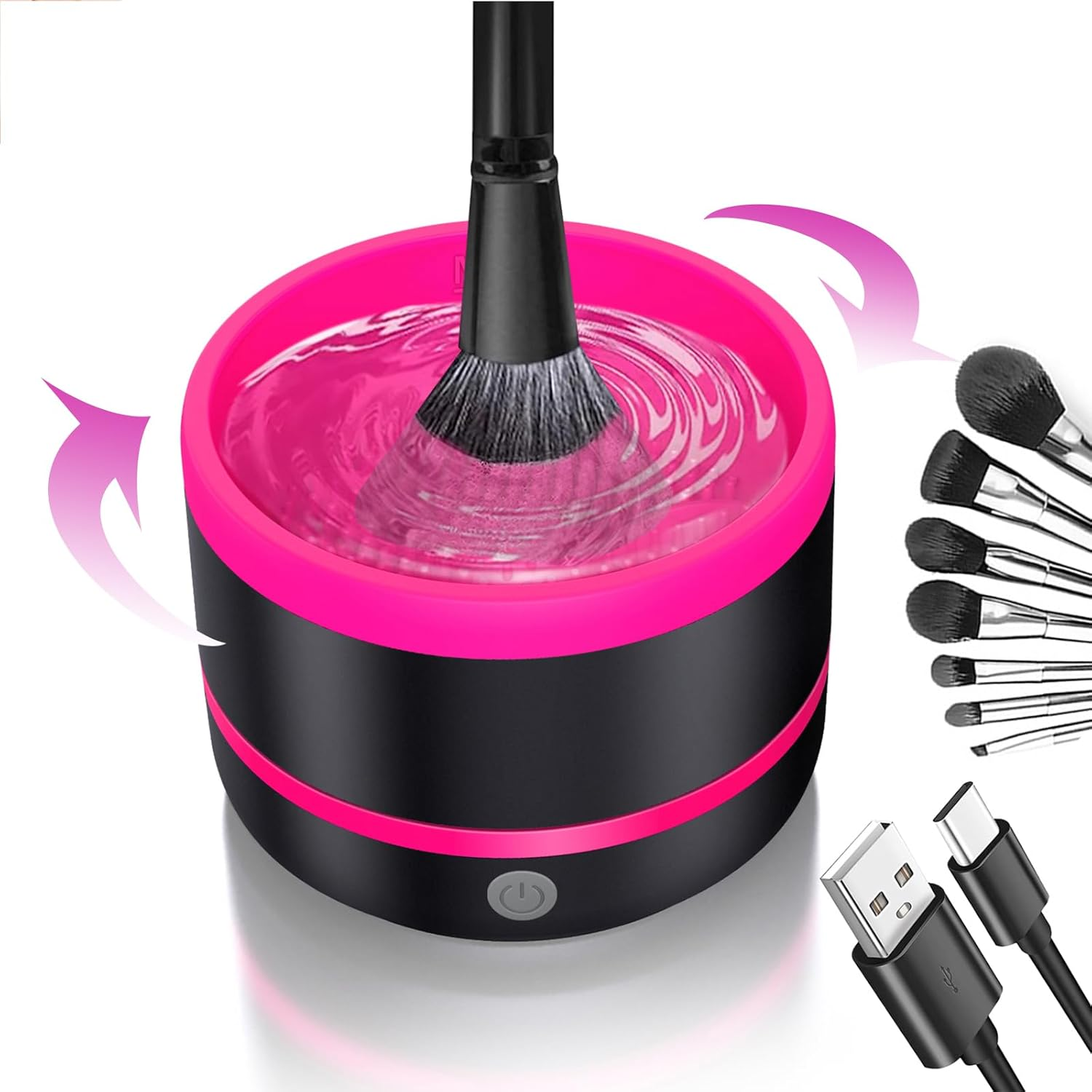 Roseflower Makeup Brush Cleaner, Automatic Makeup Brush Cleaners, Rotating Multifunctional Deep Cleaning Machine for Makeup Brush Makeup Tool- Effective Cleaning