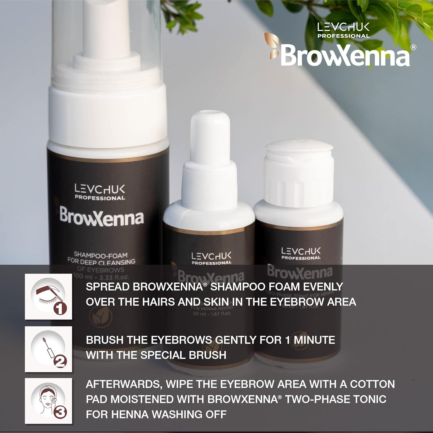 Levchuk Brow Henna Shampoo Foam for Deep Cleansing of Eyebrows, 1 Count image number 4
