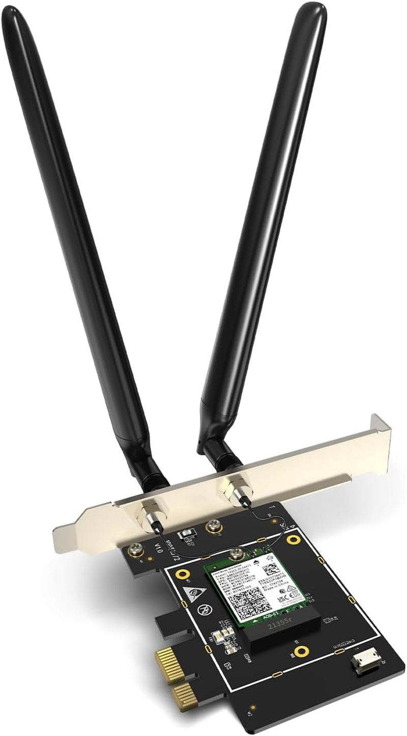 Tenda E33 Wifi 6E WLAN Card (AX5400 Tri-Band 6Ghz:2402Mbps+ 5Ghz:2402Mbps+2.4Ghz:574Mbps) 2 Removable Antennas, Bluetooth 5.2, Pcie WLAN Card for PC, WPA3, Supports Windows 11/10 (64-Bit) image number 5
