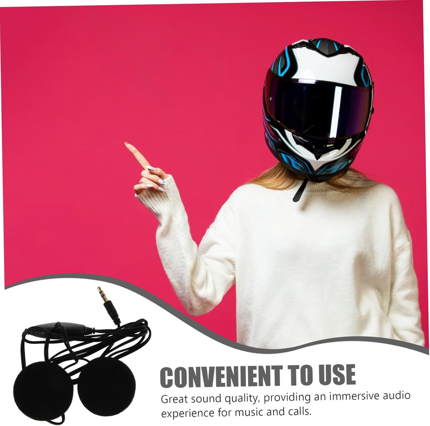 TINEASUR Motorcycle Helmet Earphone with Mic 3.5Mm In-Ear Headset for Outdoor Helmet Communication Gps Navigation Black image number 4