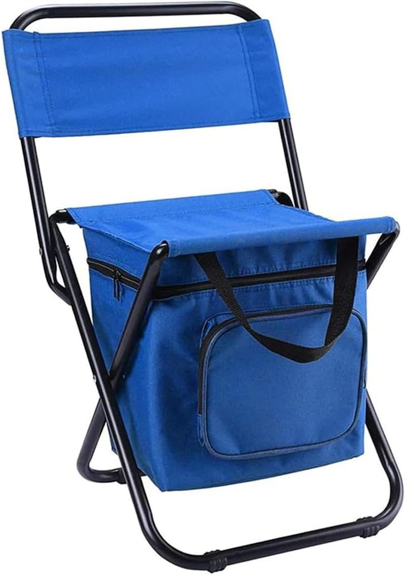 Folding Camping Chair with Cooler Bag &ndash; Portable Fishing Chair with Backrest & Organizer Pocket &ndash; Lightweight Outdoor Seat for Camping, Hiking & Hunting (Blue)