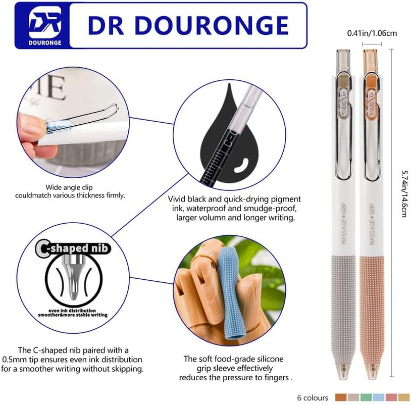 DR DOURONGE Gel Pens, 12 PCS Black Ink Pens Fine Point Smooth Writing Pens, 0.5Mm Ball Point Pens for Journaling Note Taking, Cute Aesthetic Office School Supplies Gifts for Women, Nurse Stationery image number 2