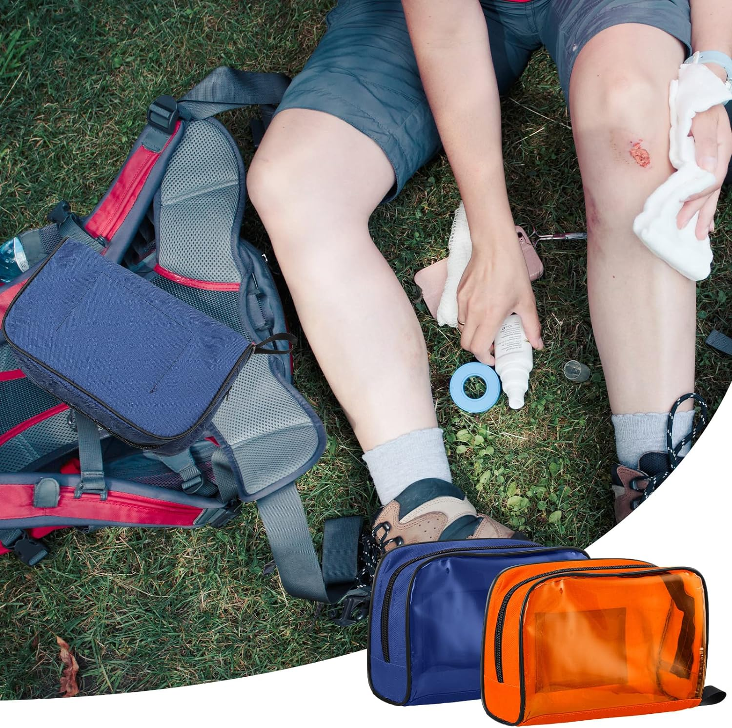 Sosation 5 Colors First Aid Kit Bag Empty Medical Kit Accessory Pouches Zippered Portable Travel Medicine Bag with Transparent Window for Home Outdoor Car Supplies, 8.7 X 3 X 5.1 Inch (5 Pcs) image number 5