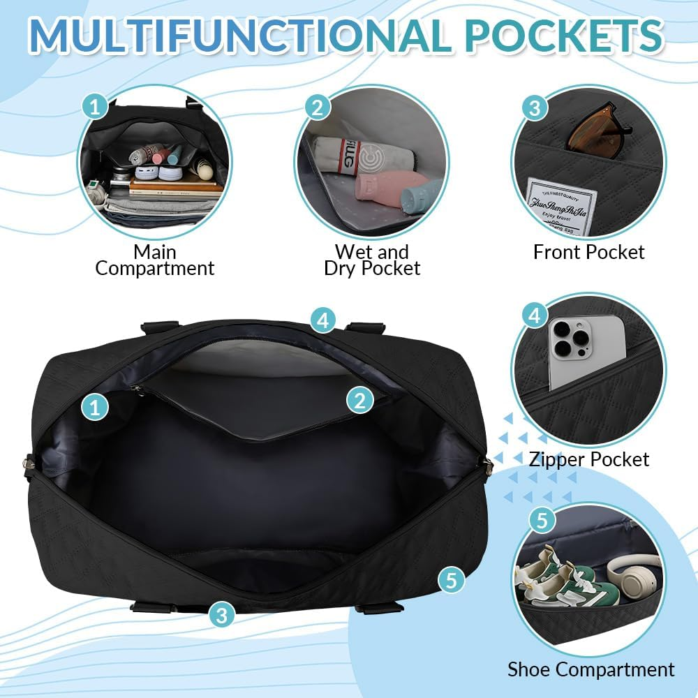 WOTWO 2PCS Travel Duffel Bag Set, Large Capacity Gym Bag with Wet Pockets & Shoe Compartment for Women & Men, Carry-On Overnight Bag with Toiletry Bag for Gym Yoga Travel image number 4