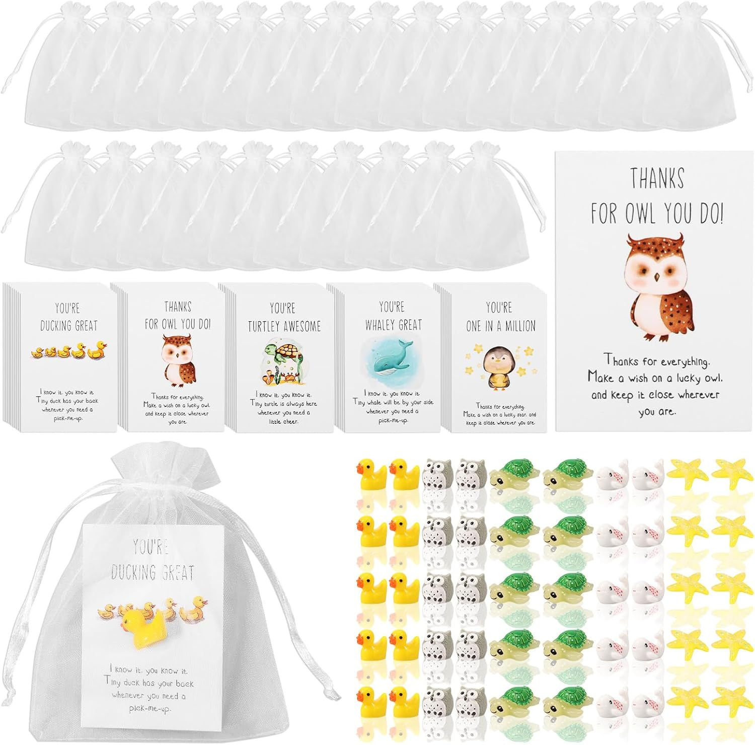 Awobepl Inspirational Appreciation Resin Animal Present,Waterproof Versatile Office Animal Ornament Favor,Pun Motivational Note Cardsfor Employee Coworker Teacher (Style 1)