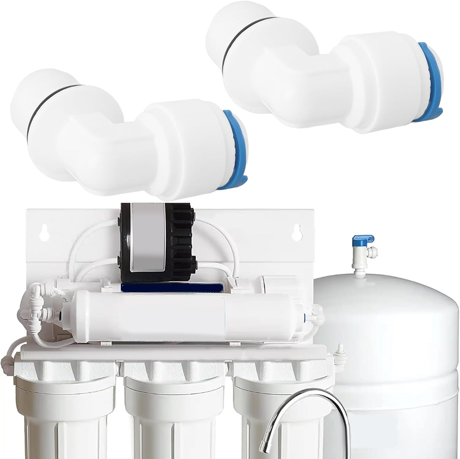 Emagtech 5Pcs 1/4 Male Thread to 1/4 90 Elbow Connector Pushfit Fittings for Installing Replacement Filter Housings Reverse Osmosis Water Filtration Systems image number 5