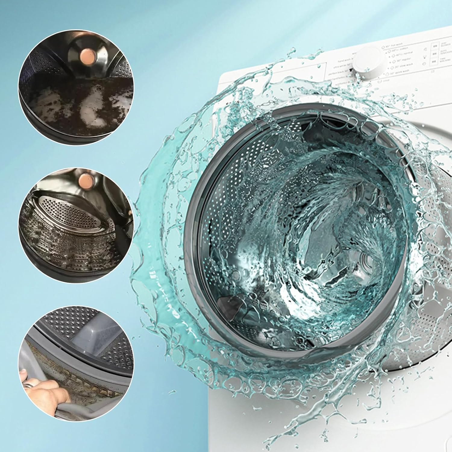 Y-Kelin Washing Machine Cleaner Tablets - Deep Cleaning Tablets for HE Front Loader & Top Load Washer 24 Pack for 1 Year Supply image number 2