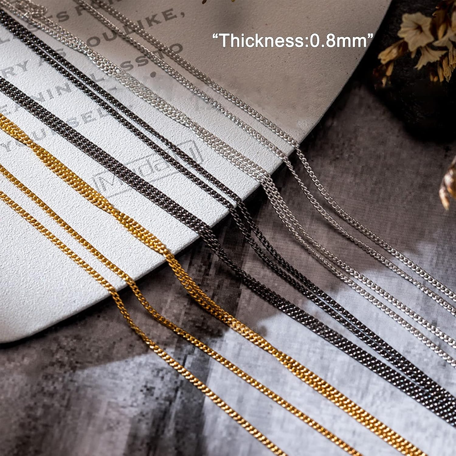 NICENEEDED Metal Nail Art Chains - Jewelry Decorations with Box, 3D Gold, Silver & Black Ornaments, Studs for Manicure & DIY image number 5