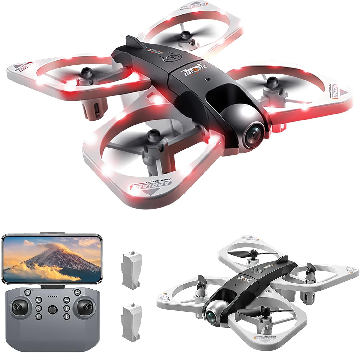 Poat Drone with Adjustable 4K Camera, RC Quadcopter with Headless Mode, 360&deg; Flips, Gesture/Gravity Control, 3 Speed Modes, 2 Batteries, LED Lights, for Kids & Beginners image number 5