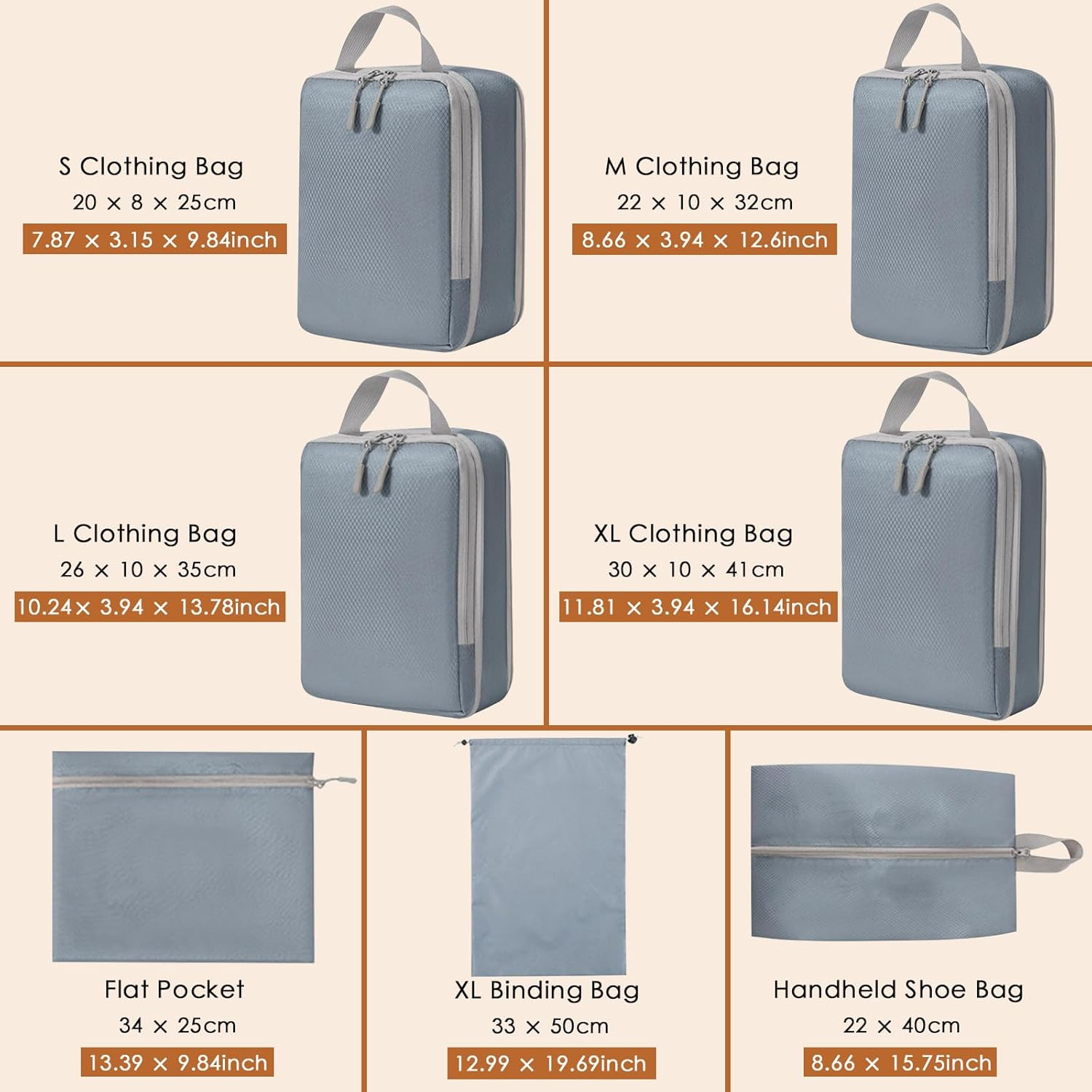 7Pcs Compression Packing Cubes Set, Expandable Travel Organizers for Carry on Luggage,Waterproof Travel Packing Accessories Compression Bags,Travel Packing Cubes Organisers for Suitcases image number 4