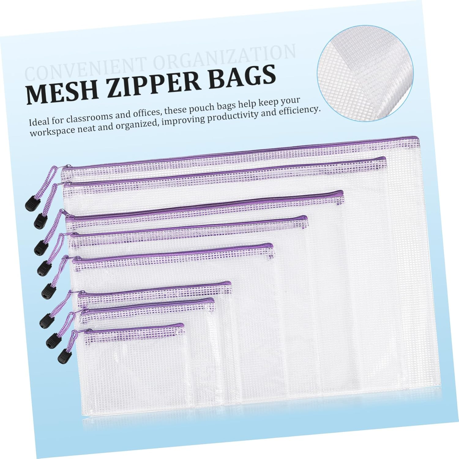 LOPUNER 32Pcs Mesh Zipper Pouch with Smooth Zippers Multi Transparent Document Wallets for Office Travel and Home Organizing Small Items and Papers image number 5