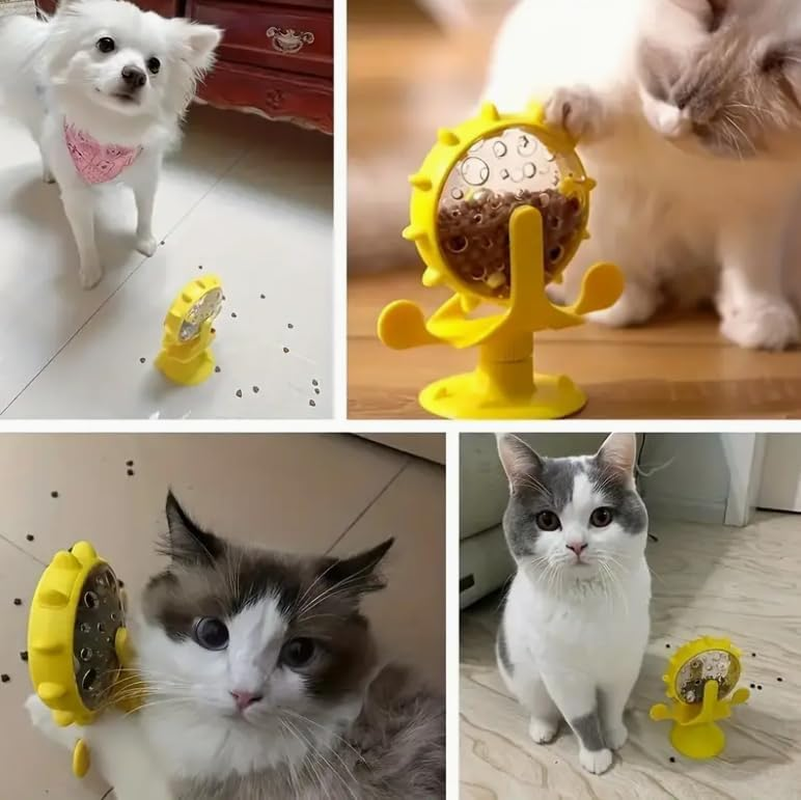 PELLUM Smart Cat IQ Boosting Puzzle Feeder, Interactive Cat Treat Puzzle, Engaging Interactive Cat Toy for Mental Stimulation & Slow Feeding (Blue) - Red-Blue image number 2