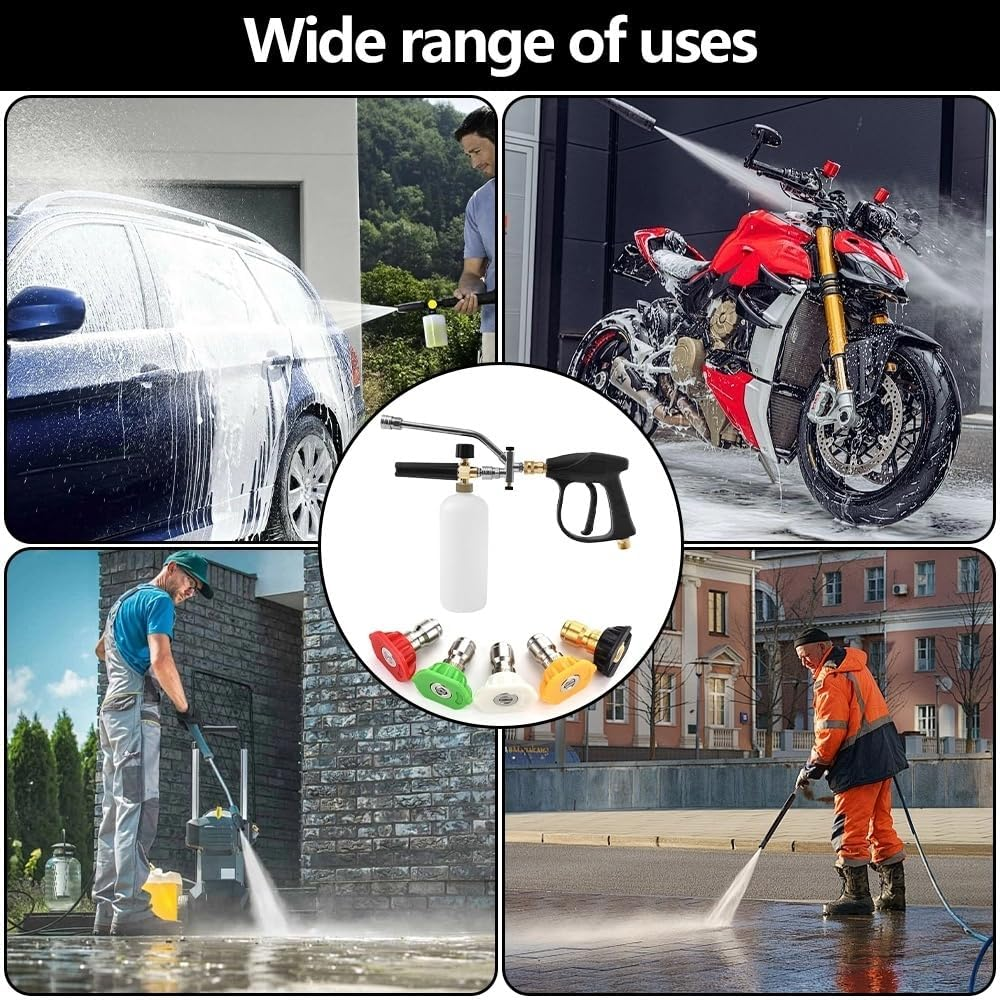 Foam Cannon Dual Connector Accessory for Pressure Washer Kit,5 Power Washer Sprayer Nozzles and Foam Dual Connector Accessory,For Cleaning and Car Washing image number 4