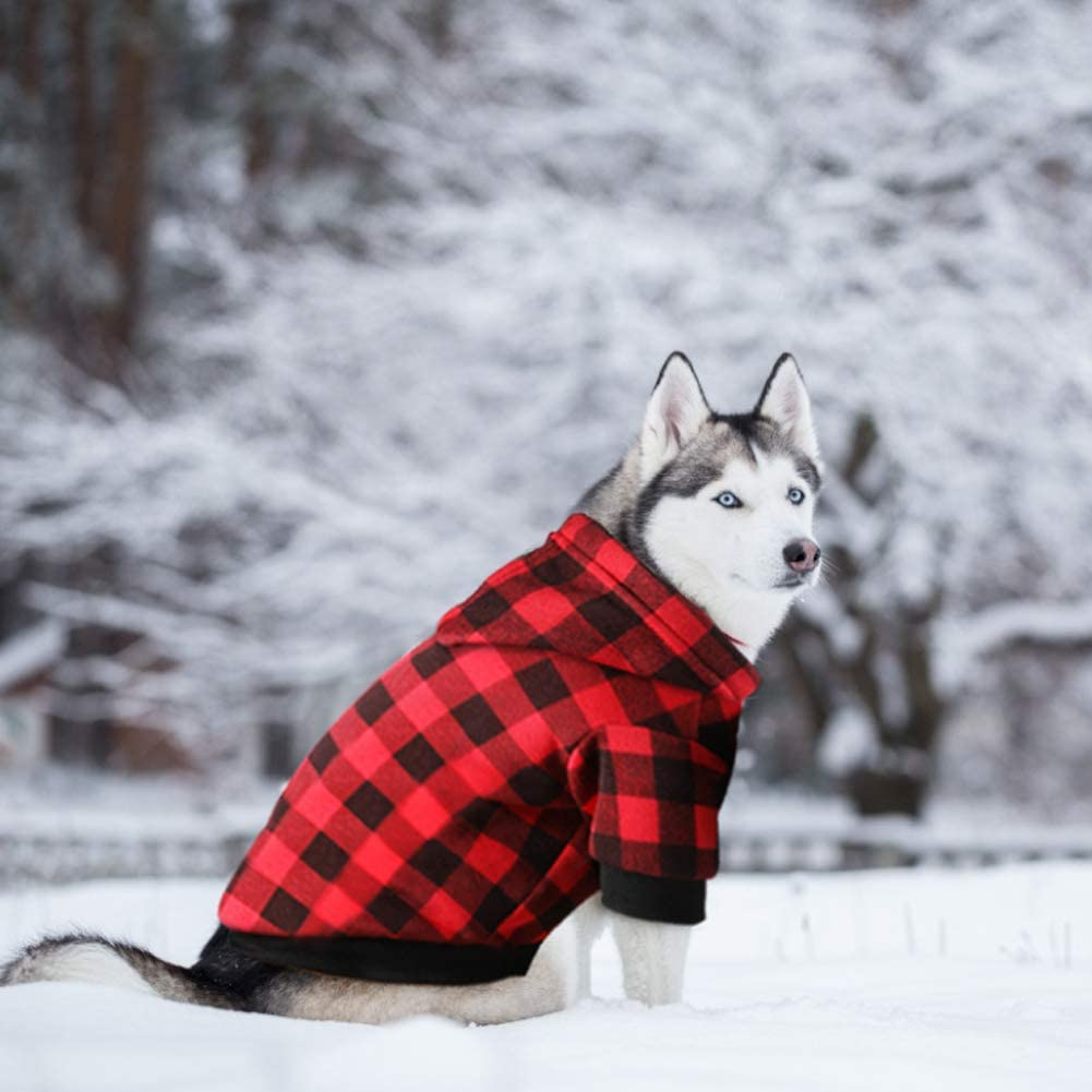 The Creativehome Plaid Dog Hoodie Sweatshirt Sweater for Extra Large Dogs Cat Puppy Clothes Coat Warm and Soft(Xxl) image number 5