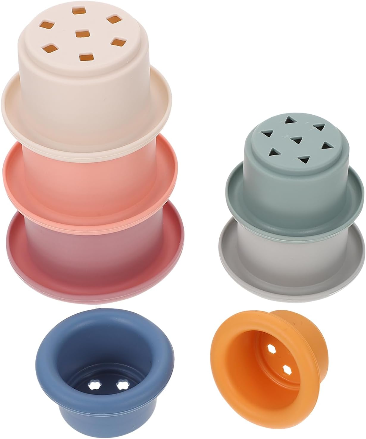 Alasum 7Pcs Cups Toys Children Toy Bathing Stackable Toys Infant Kids Baby Bath Bathing Plaything Stacked Cups to Stack Toddler Silica Gel Blocks image number 1