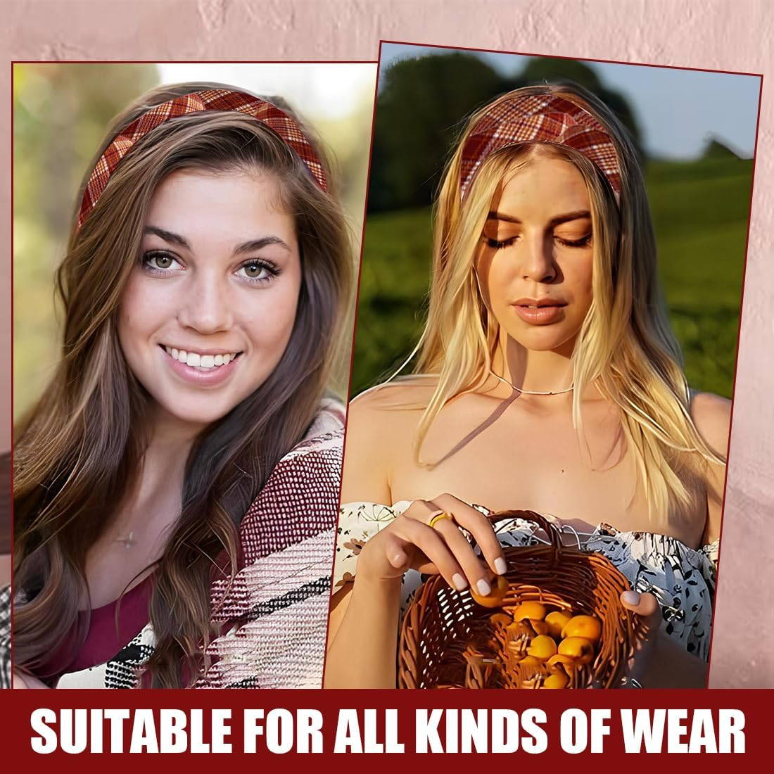 Headband Set Women'S Headband Wide Hair Band Vintage Padded Headband Fashion Headbands Hair Accessories Headband for Women Girls image number 1