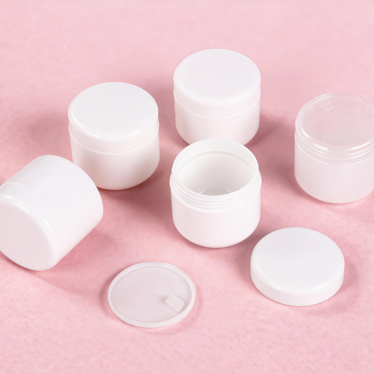 Ericotry White Plastic Jar with Dome Lid 8 Oz (250G) Refillable Make-Up Cosmetic Jars Empty Face Cream Lip Balm Lotion Storage Container Pot Case (Pack of 6) image number 5