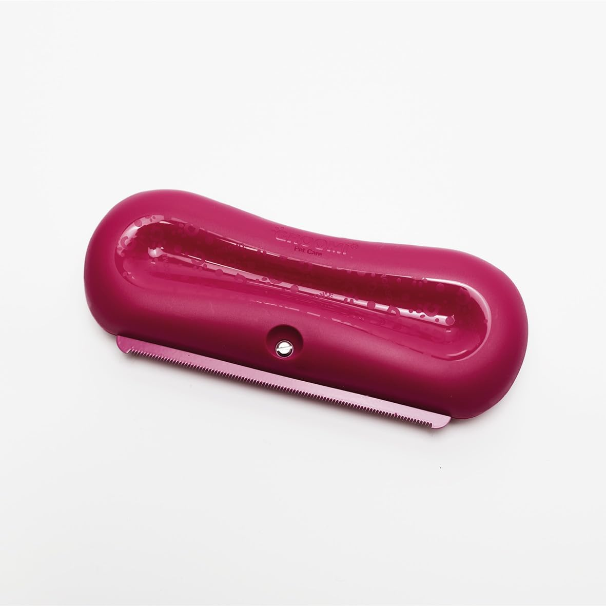 Groomi Deshedding & Grooming Brush for Dogs, Cats, Horses & Rabbits - Gentle & Effective Pet Grooming Tool, Wide Shallow Comb, Smooth Groomer for Cats, Dogs and Horses, Grooming Comb - Pink
