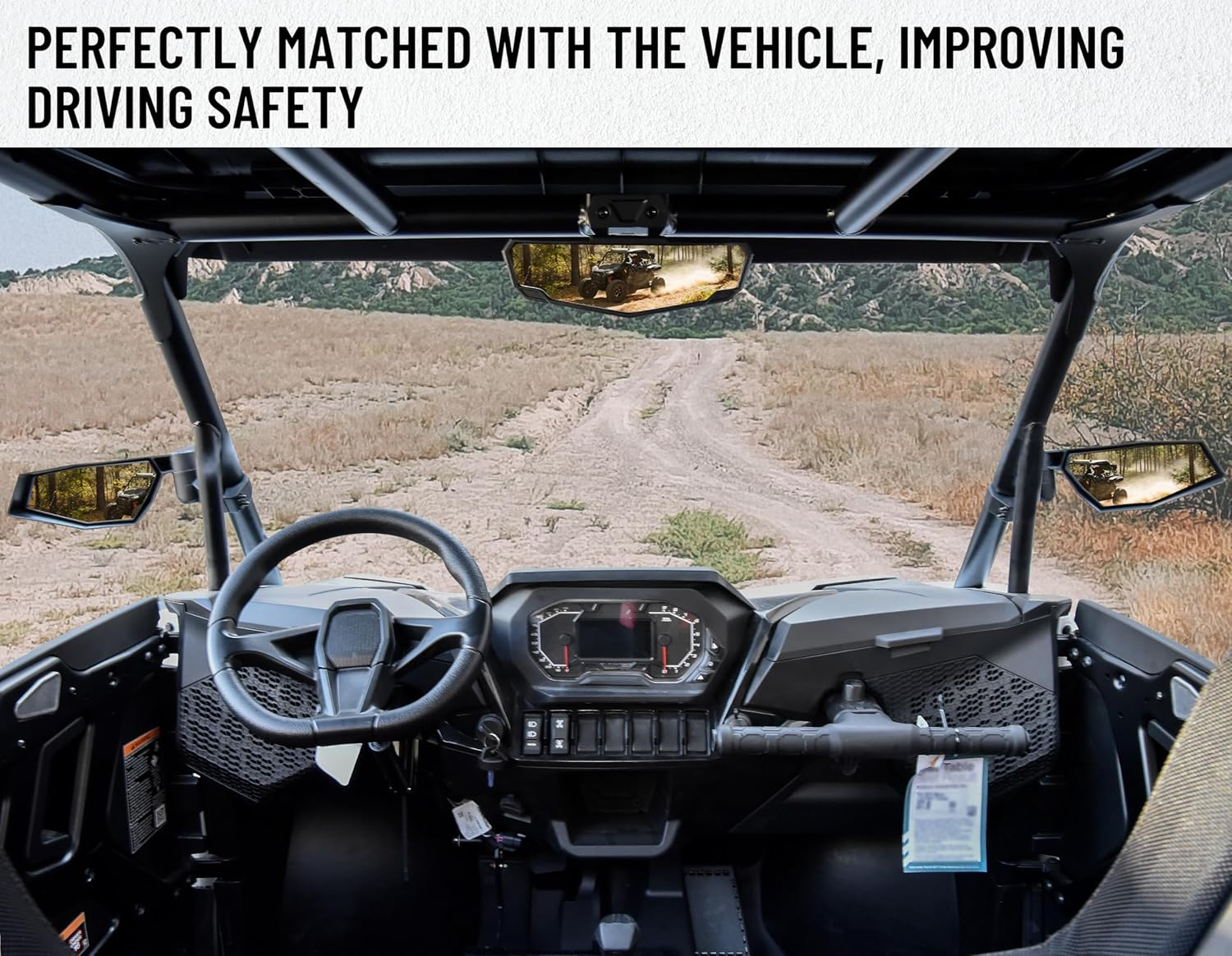 Side Mirrors Center Convex Rear View Mirror Kit for Polaris RZR XP 1000/ XP 4 1000 Ultimate/Sport/Premium 2024 Accessories image number 6