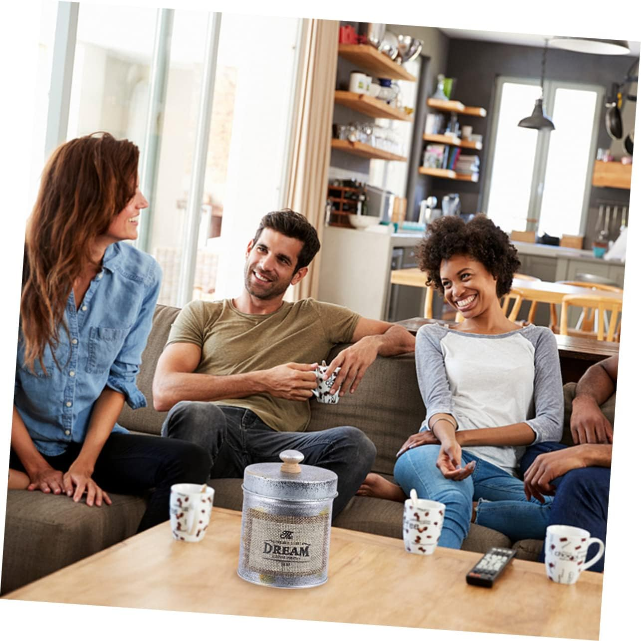 KICHOUSE 2Pcs Antique Iron Storage Jar for Kitchen Tableware Retro Storage Can Lid for Desktop Organization and Home Decor image number 6