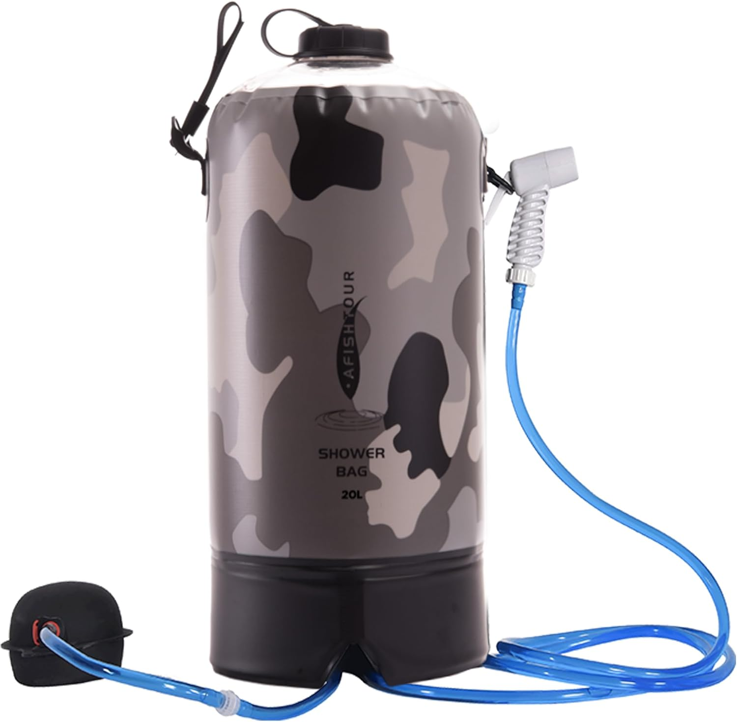 Portable Camping Shower Bag - 20L/5 Gallons Solar Shower Water Bag with Foot Pump, Hose and Shower Head - Camp Shower for Camping, Beach, Swimming, Hiking, Outdoor Trips (Pink)