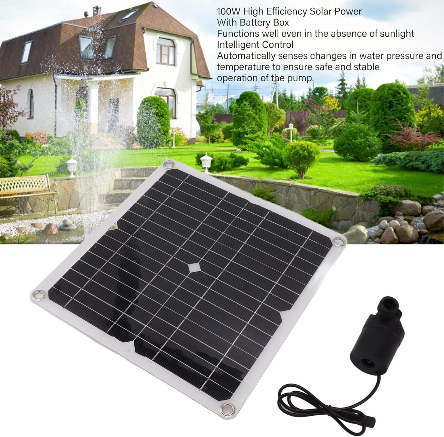 Tnfeeon Solar Kit, ABS Material, 100W Solar Panel, Automatic Control, Ideal for Gardens and DIY Irrigation image number 1