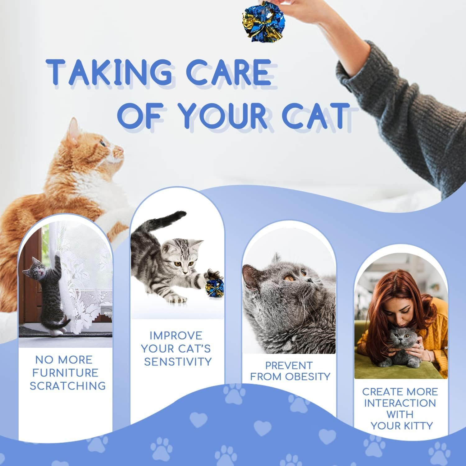 Mumoo Bear Cat Crinkle Ball Toys, 20 Pieces Colorful Mylar Balls, Kitten Toys,Indoor Kitten Interactive Toy Ball, Shiny Foil Toy Balls with Crinkly Sound, 6 Cm/2.36 Inch image number 5